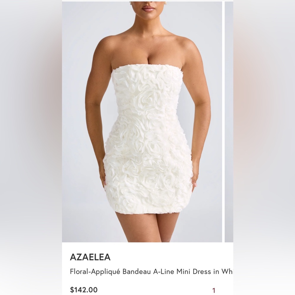 AZAELEA
Floral-Appliqué Bandeau A-Line Mini Dress in White